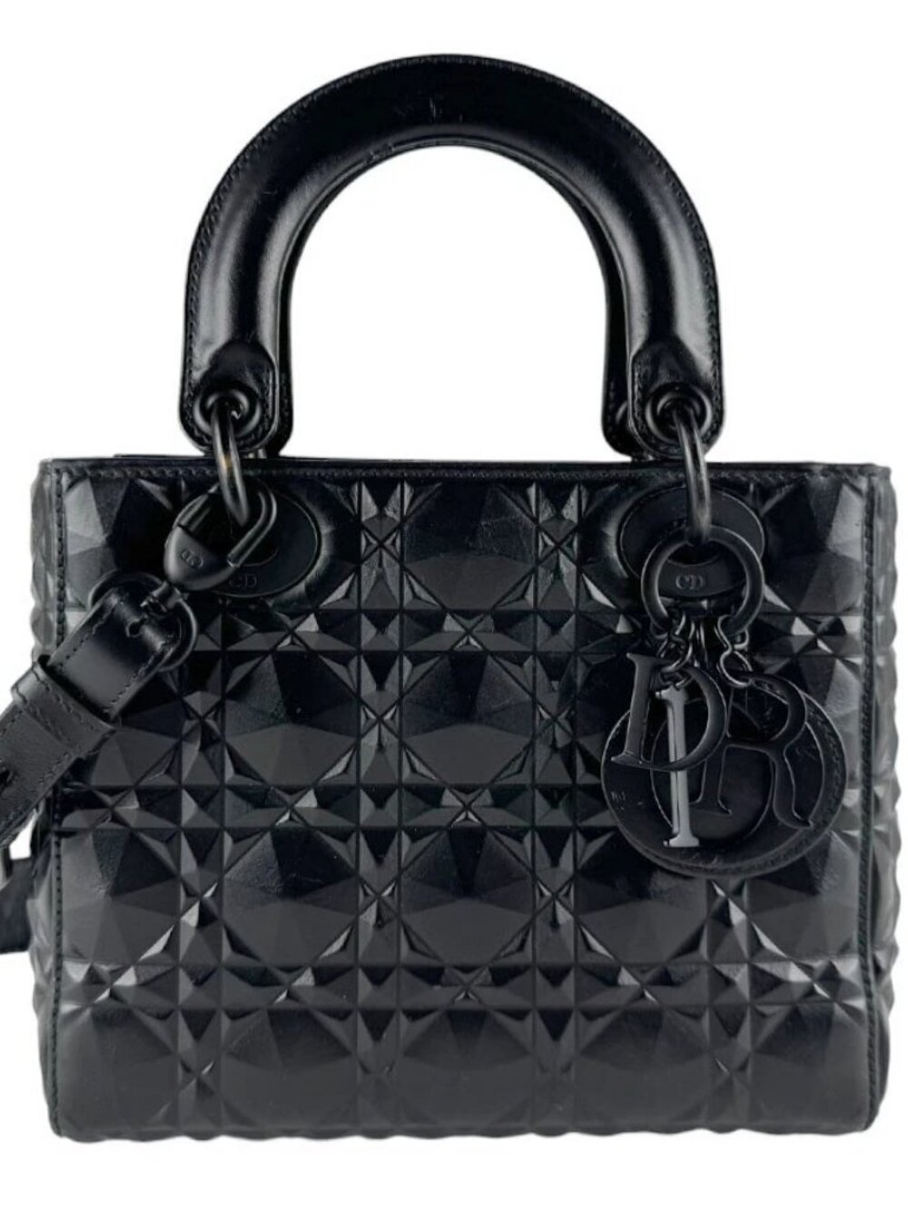 Christian Dior Lady Dior Handbag Shoulder Bag Black Leather/Metal